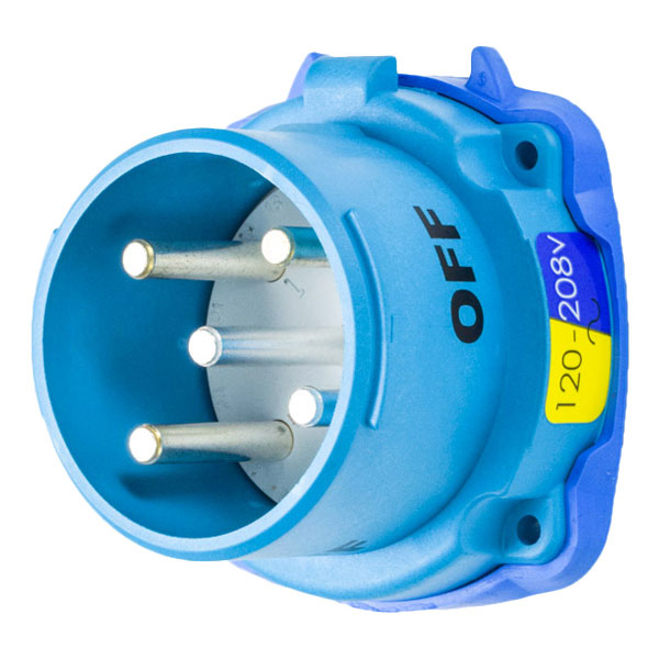 33-18167-4X-A155 - DS20 INLET POLY BLUE SIZE 2 TYPE 4X 3P+N+G 20A 120/208 VAC 60 Hz NO AUX TYPE 4X WATERTIGHTNESS WITH NO LOCKOUT HOLE